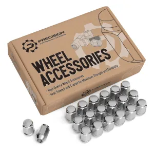 20pcs Silver Chrome Bulge M12x1.5 Lug Nuts - 1.4 inch Length, Conical Cone Taper Acorn Seat, Closed End (Uses 19mm or 3/4 inch Socket) - Compatible with Many Chevy Buick Chrysler Dodge GMC Pontiac