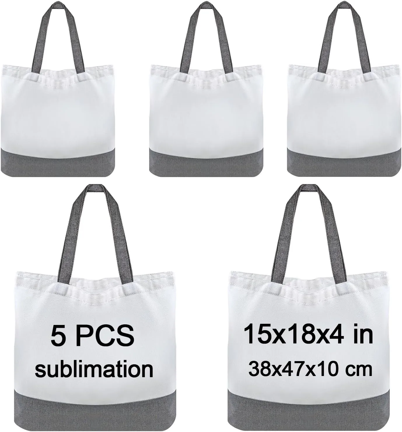 5 pcs Sublimation Tote Bags,polyester tote bags for sublimation, blank canvas tote bags for DIY Crafting and Decorating