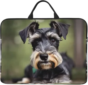 Adorable Schnauzer Print Stylish 14in Polyester Laptop Bag Carry Laptop Bag With Water-Resistant Feature