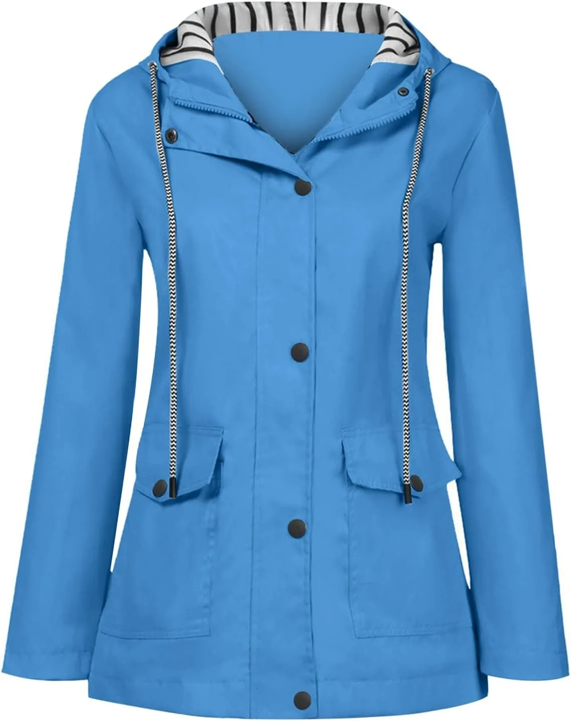 Aniywn Women Plus Size Rain Jacket Outdoor Waterproof Windproof Hooded Raincoat Casual Lightweight Jacket for Hiking Travel