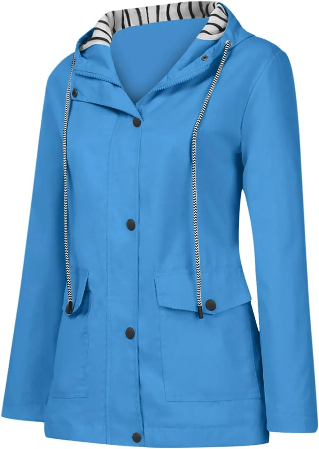 Aniywn Women Plus Size Rain Jacket Outdoor Waterproof Windproof Hooded Raincoat Casual Lightweight Jacket for Hiking Travel