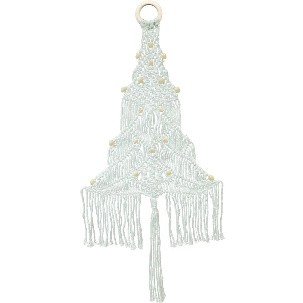 Beaded White Christmas Tree Macramé Kit
