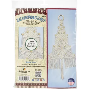 Beaded White Christmas Tree Macramé Kit