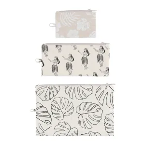 Beige Hula Flat Pouch, Set of 3