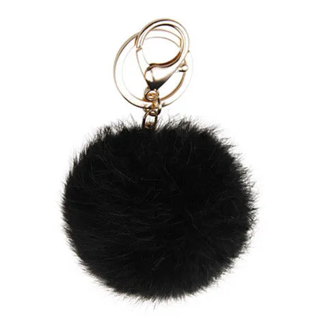 Black Pom Pom Furry Keychain