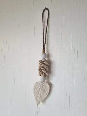 Boho Macrame Shell and Leaf Curtain Tie Back