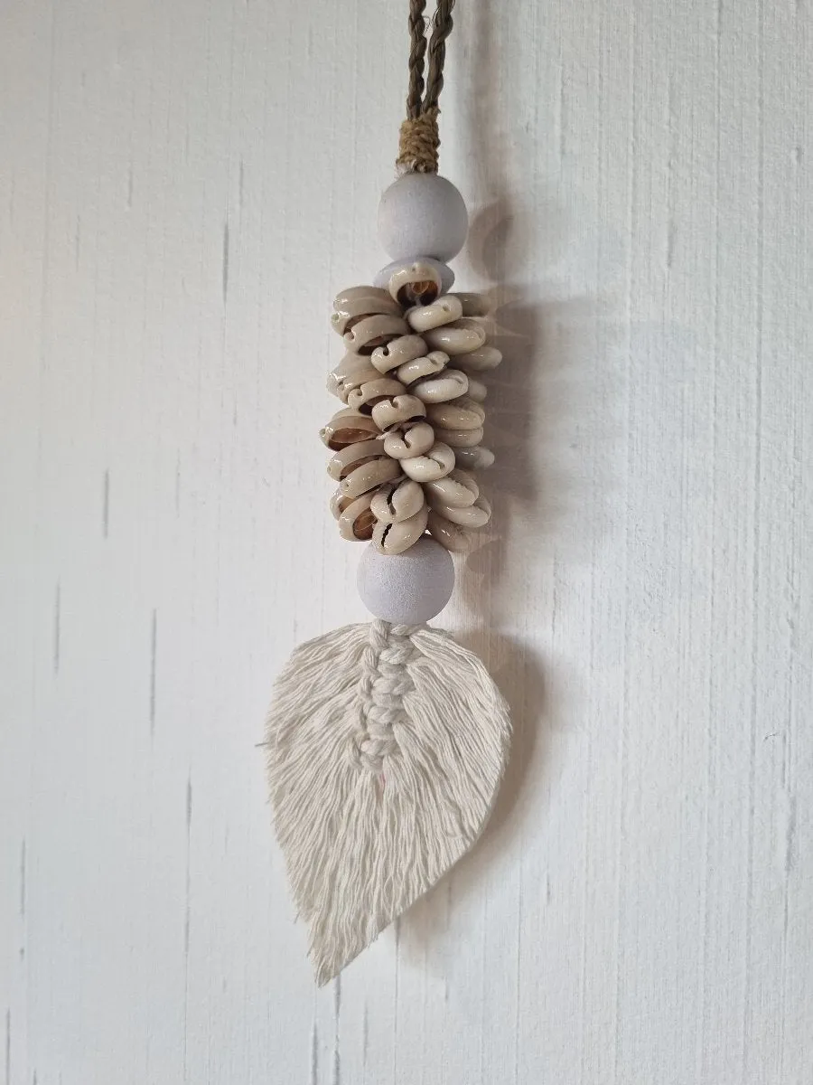 Boho Macrame Shell and Leaf Curtain Tie Back