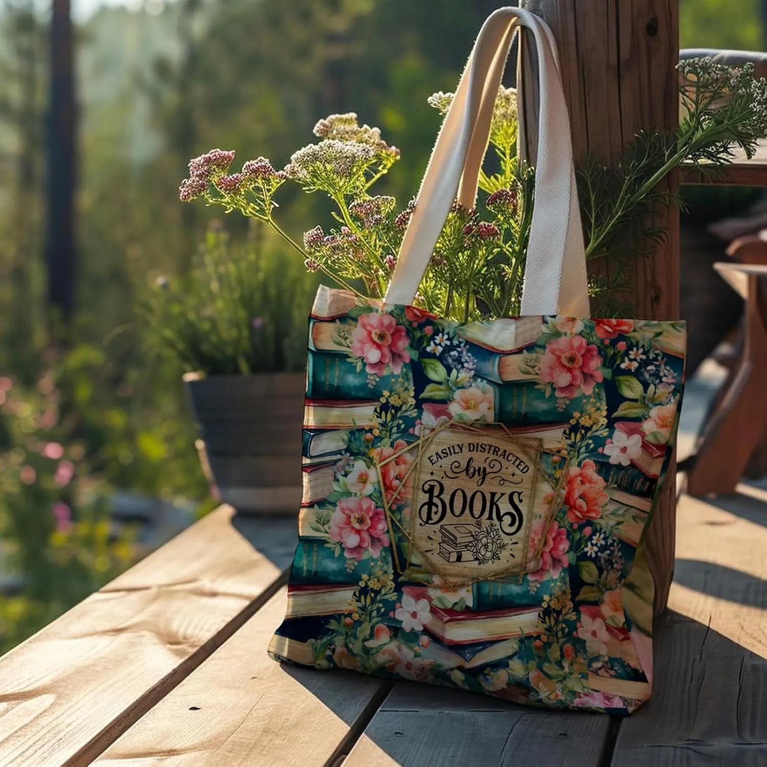 Book Canvas Tote Bag for Women Book Lovers,Reusable Shopping Bags Grocery Bags, Readers Bookworm Gift Ideas
