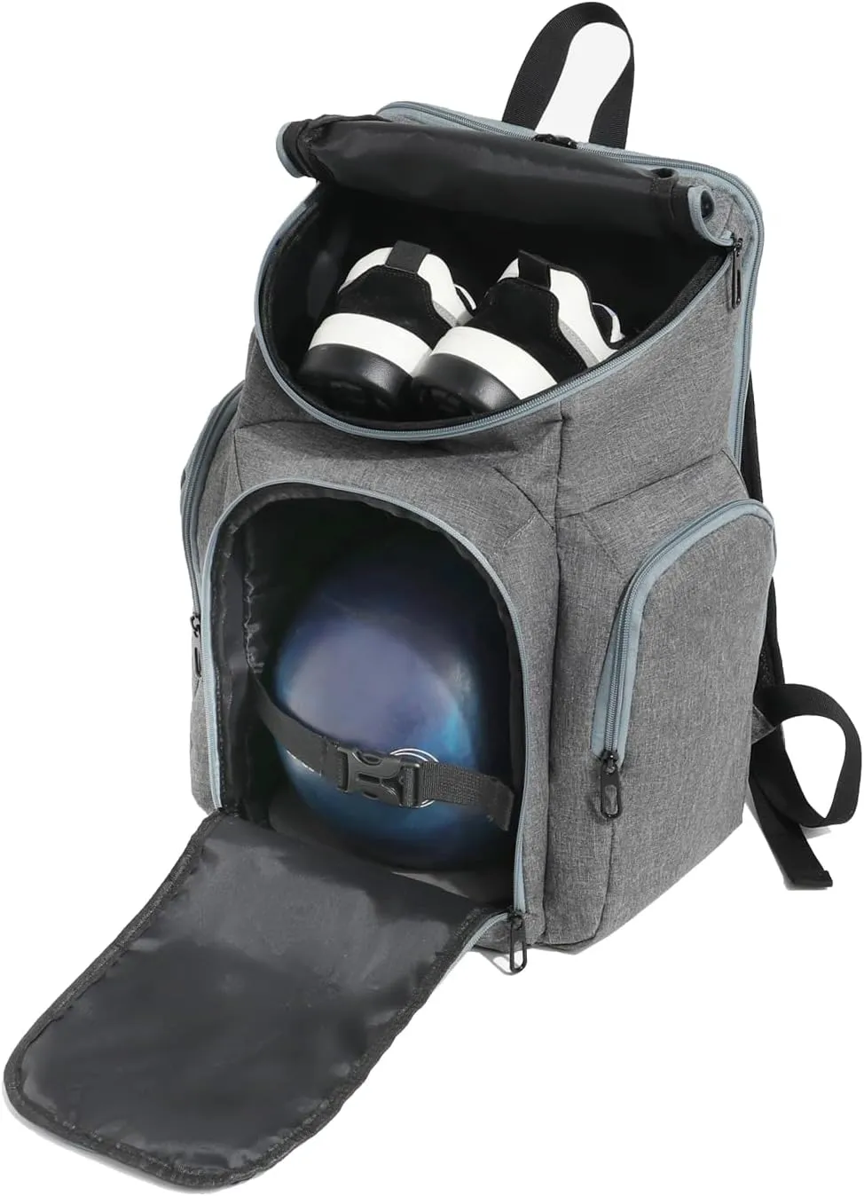 Bowling Backpacks Bowling Ball Bag Backpack for Single Ball with Shoe Bag Up to Size 18 Inches Bowling Bag with Padded Ball Holder for Accessories (Grey)