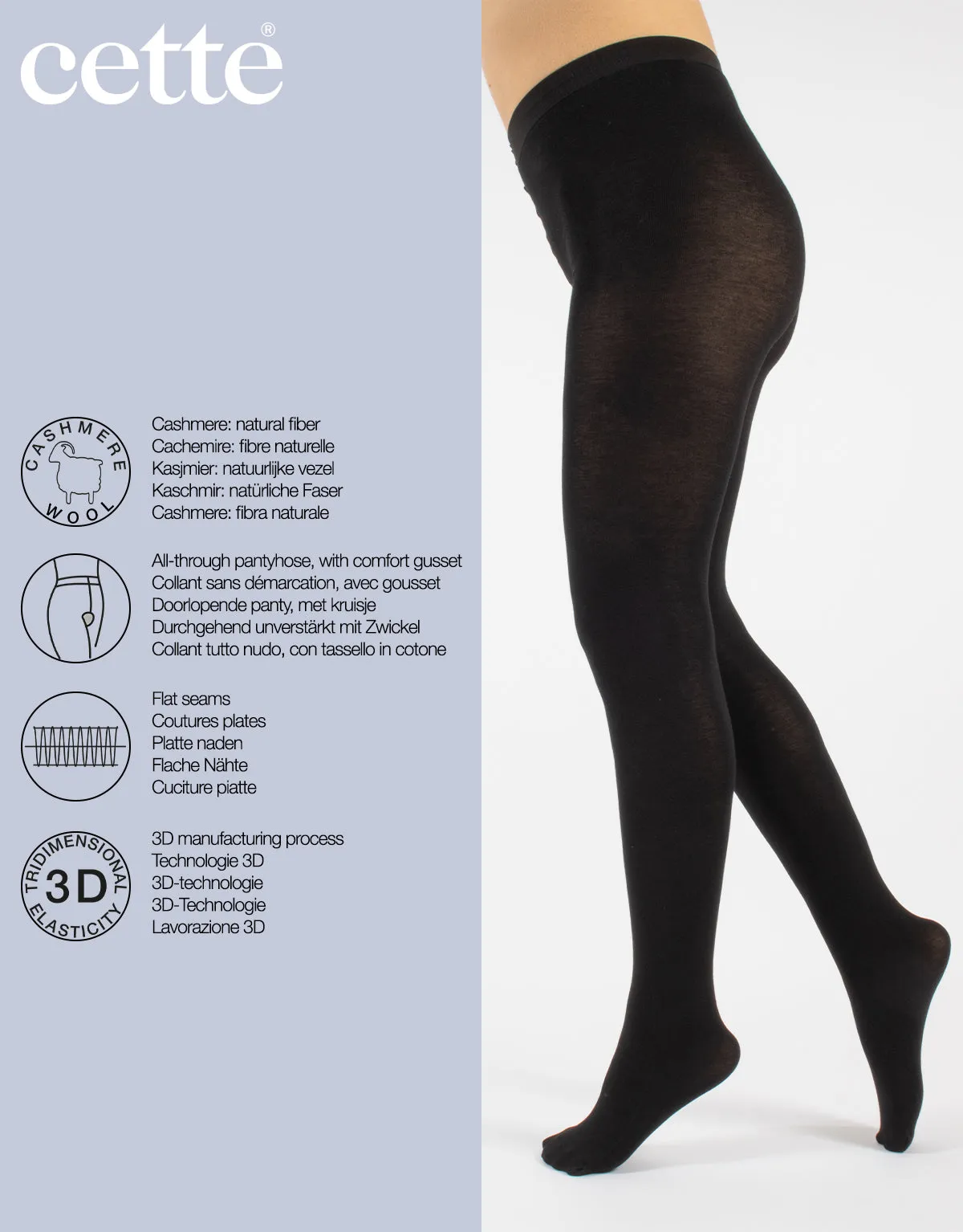Cashmere Blend 150 DEN tights in Black S-4X