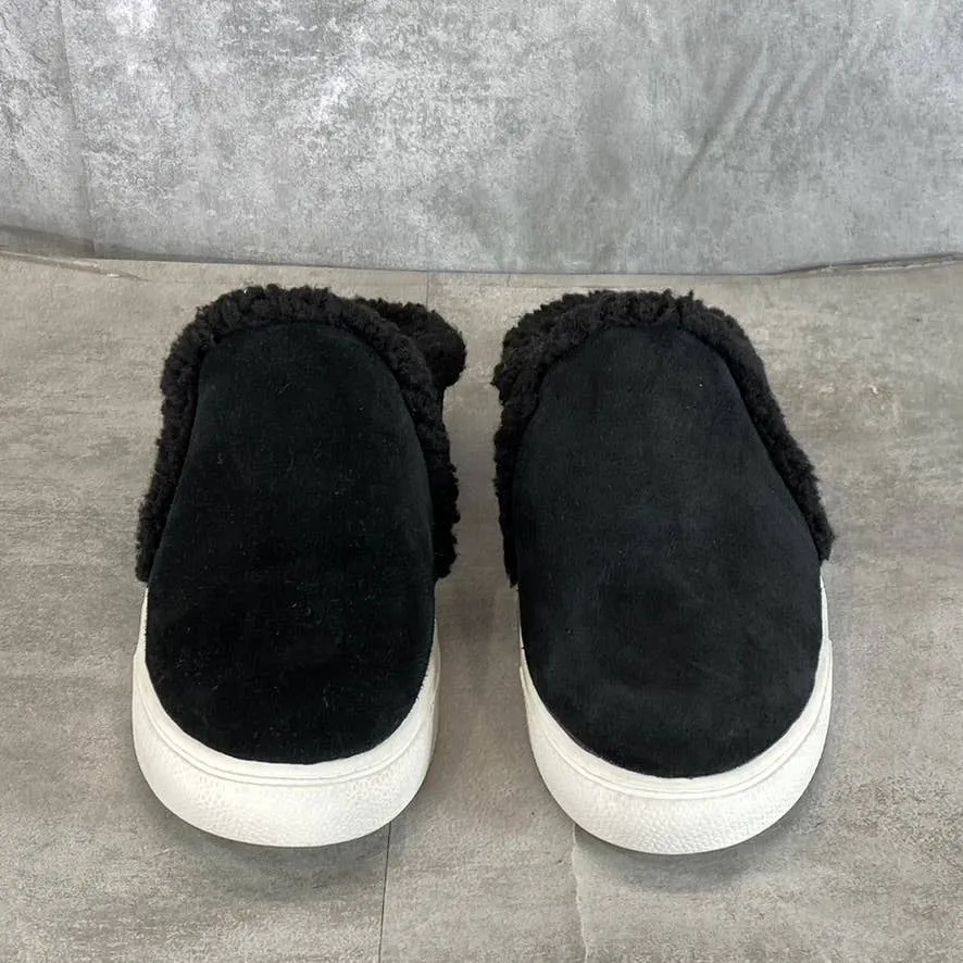 CASLON Women's Black Solid Leather Nage Cozy Faux-Fur Slip-On Mule Shoes SZ 9.5