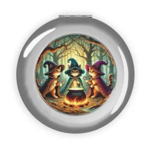 Cat Witches Cauldron - Compact Travel Mirror - Halloween Accessory
