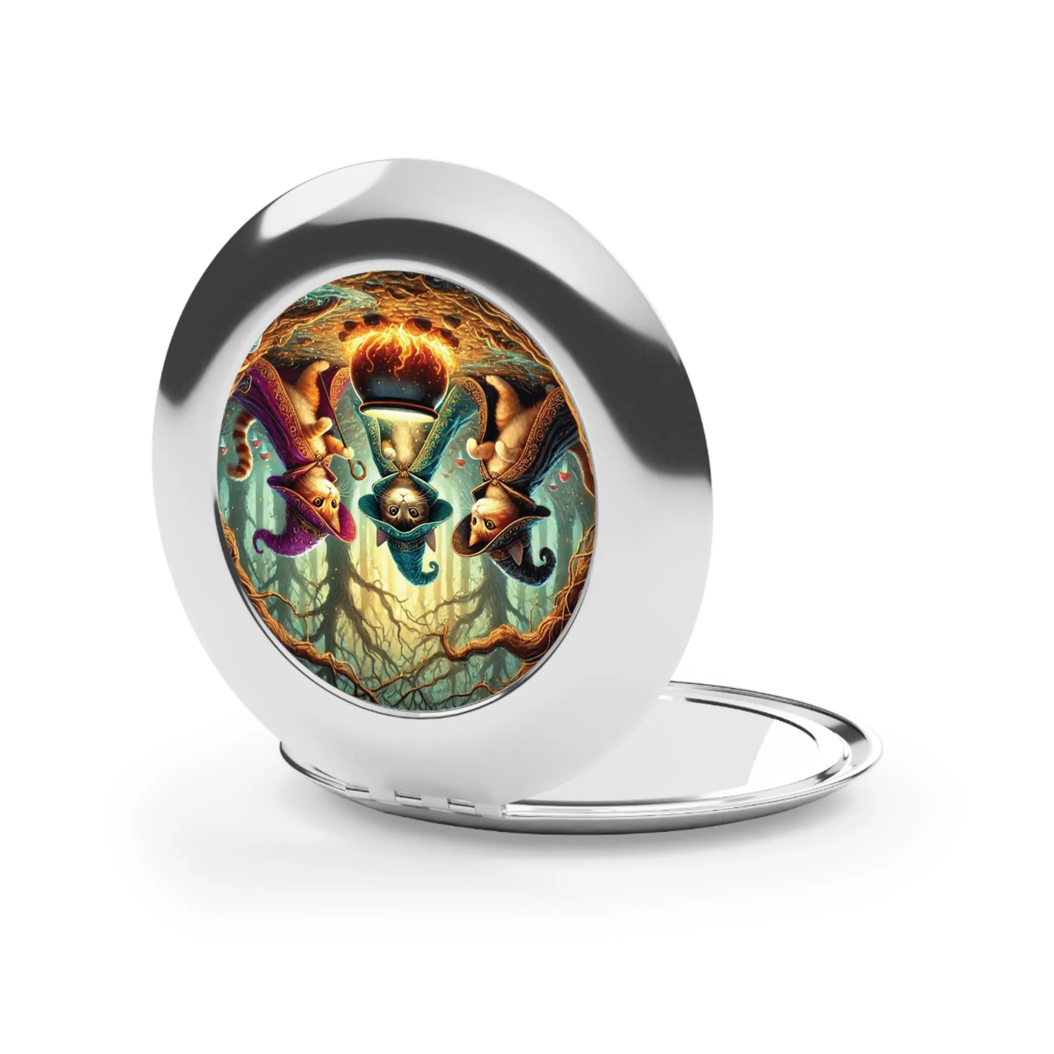 Cat Witches Cauldron - Compact Travel Mirror - Halloween Accessory
