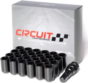 Circuit Performance Tuner Key Acorn Lug Nuts Black 12x1.25 Forged Steel (24pc   Tool)