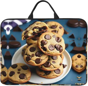 Cookies Food Chocolate Chips Biscuits Print Stylish 14in Polyester Laptop Bag Carry Laptop Bag with Water-Resistant Feature