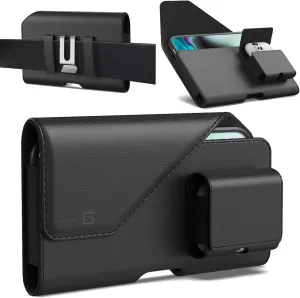 CoverON Holster with Earbuds Holder for Google Pixel 9 Pro XL 9a / 8 Pro 7 Pro 6 Pro/Pixel 7 6 5A 4 XL Phone Case Belt Clip Earphones Buds Slot Carrying Leather Pouch Bag (Fits Otterbox or Any Case)