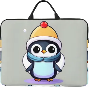 Cute Penguin Print Print Stylish 14in Polyester Laptop Bag Carry Laptop Bag With Water-Resistant Feature
