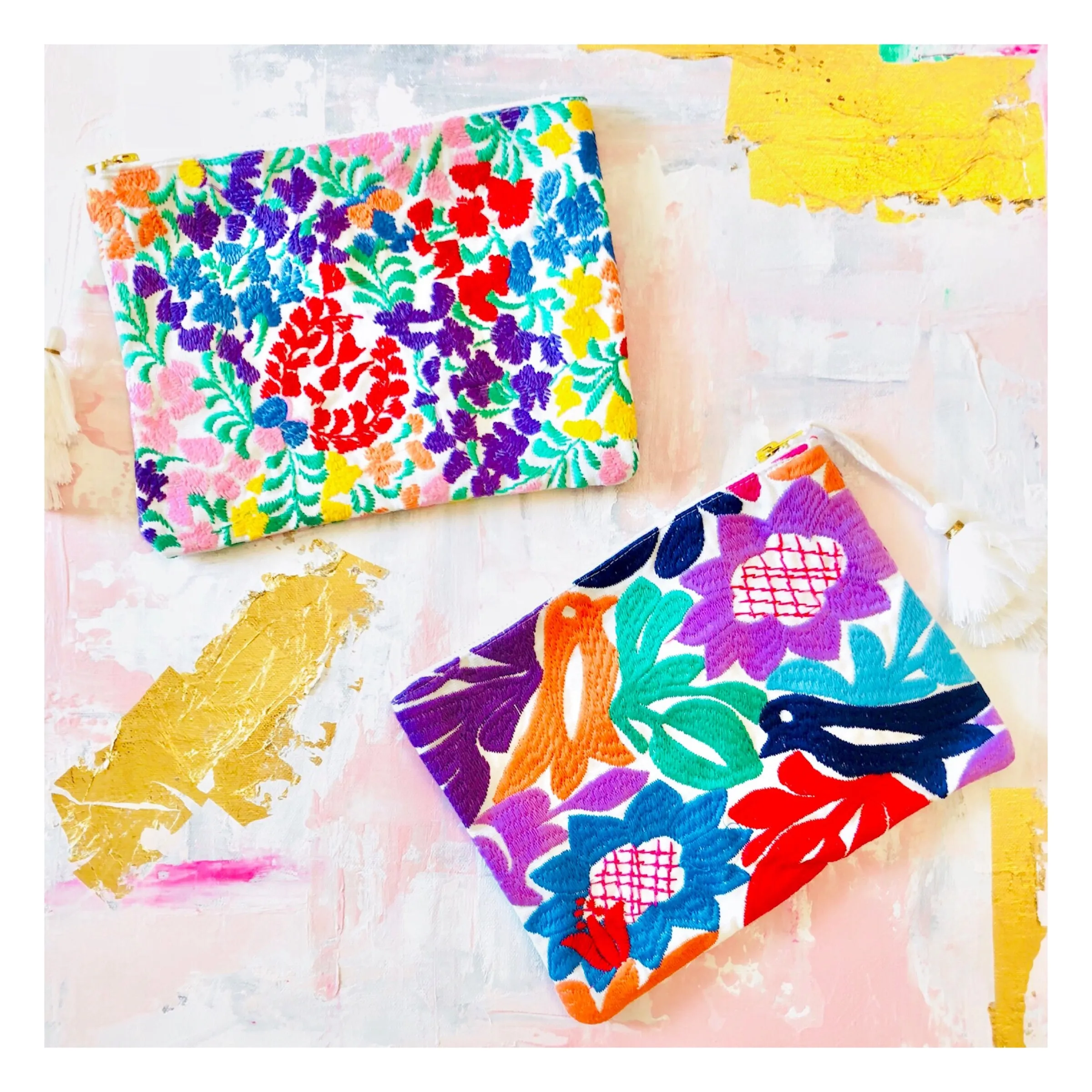 Embroidered Textile Tassel Bags