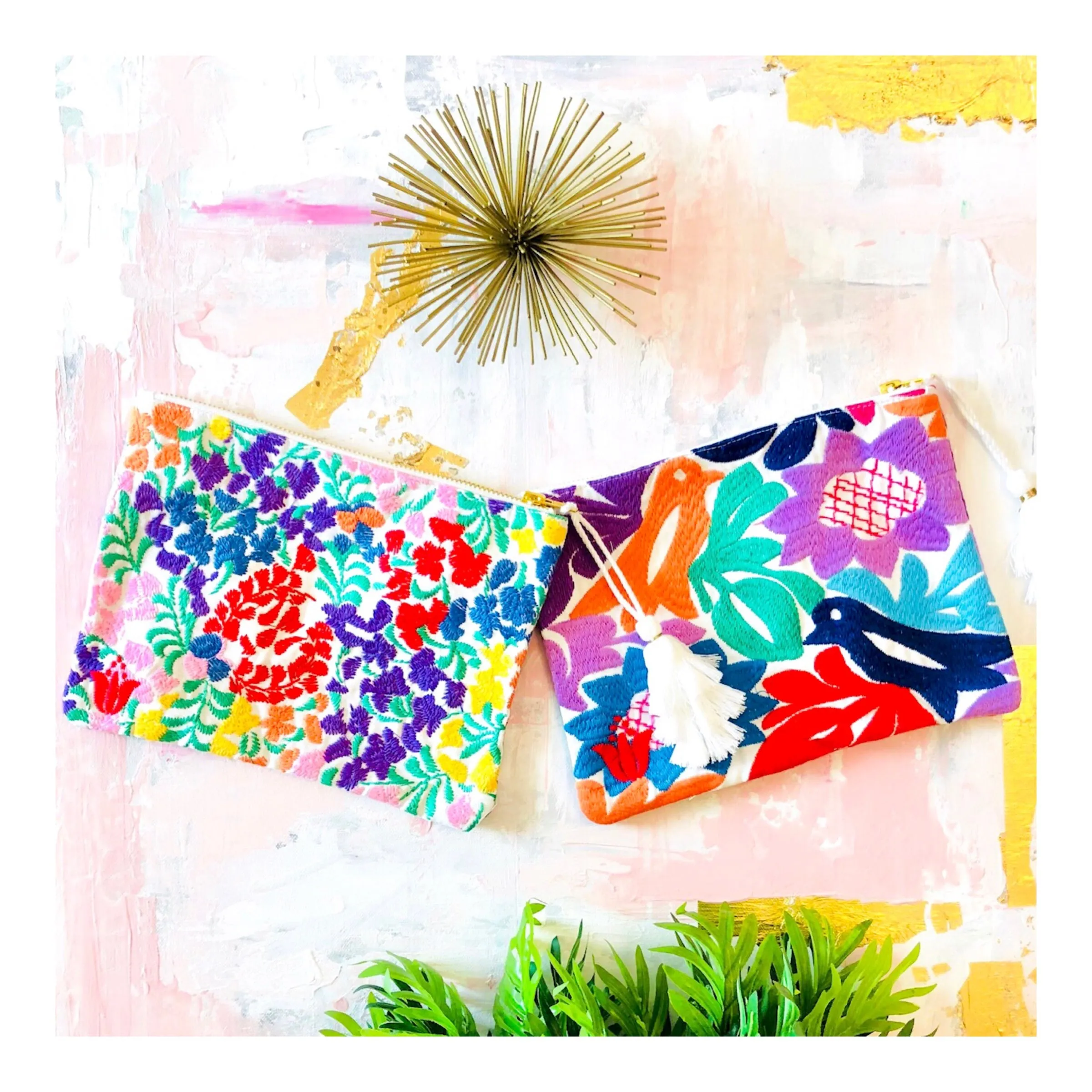Embroidered Textile Tassel Bags
