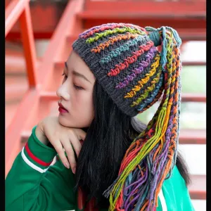 Fashion woolen hat female reggae dirty braids warm hip-hop knitted hat wig hat personality funny