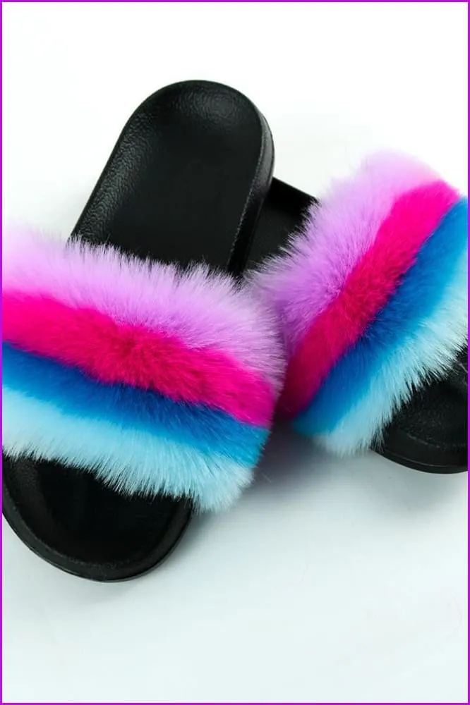 Faux Fake Fur Slides #6 & Candy Bag Set E