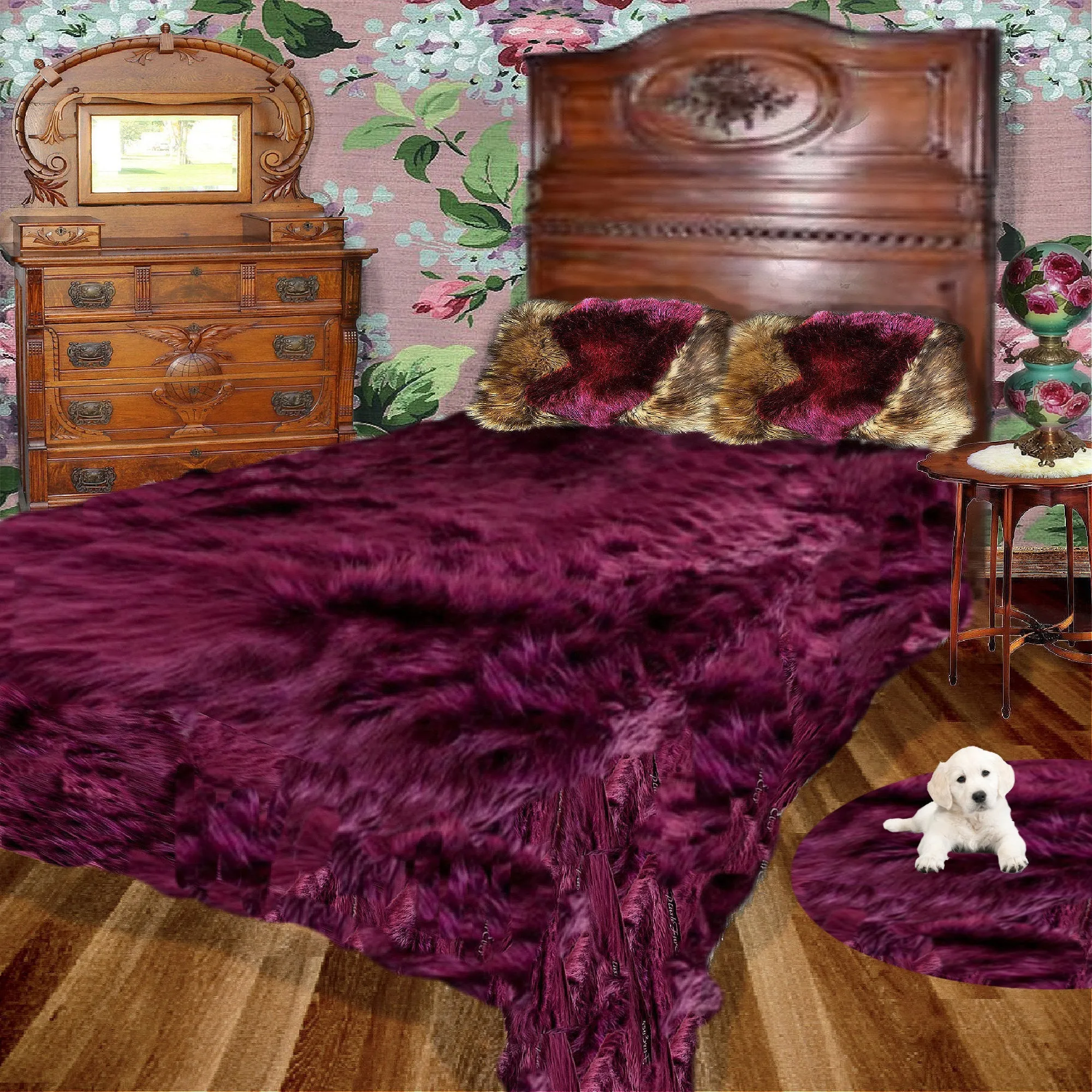 Faux Fur Bedspread, Chocolate Brown, Designer Throw Blanket, Bedding by Fur Accents USA, Matching Pillows, Shams, Throw Blankets Available