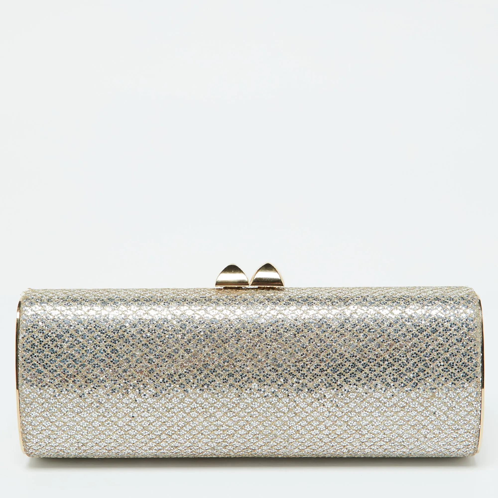 Gold Glitter Lurex Fabric Twill Tube Clutch