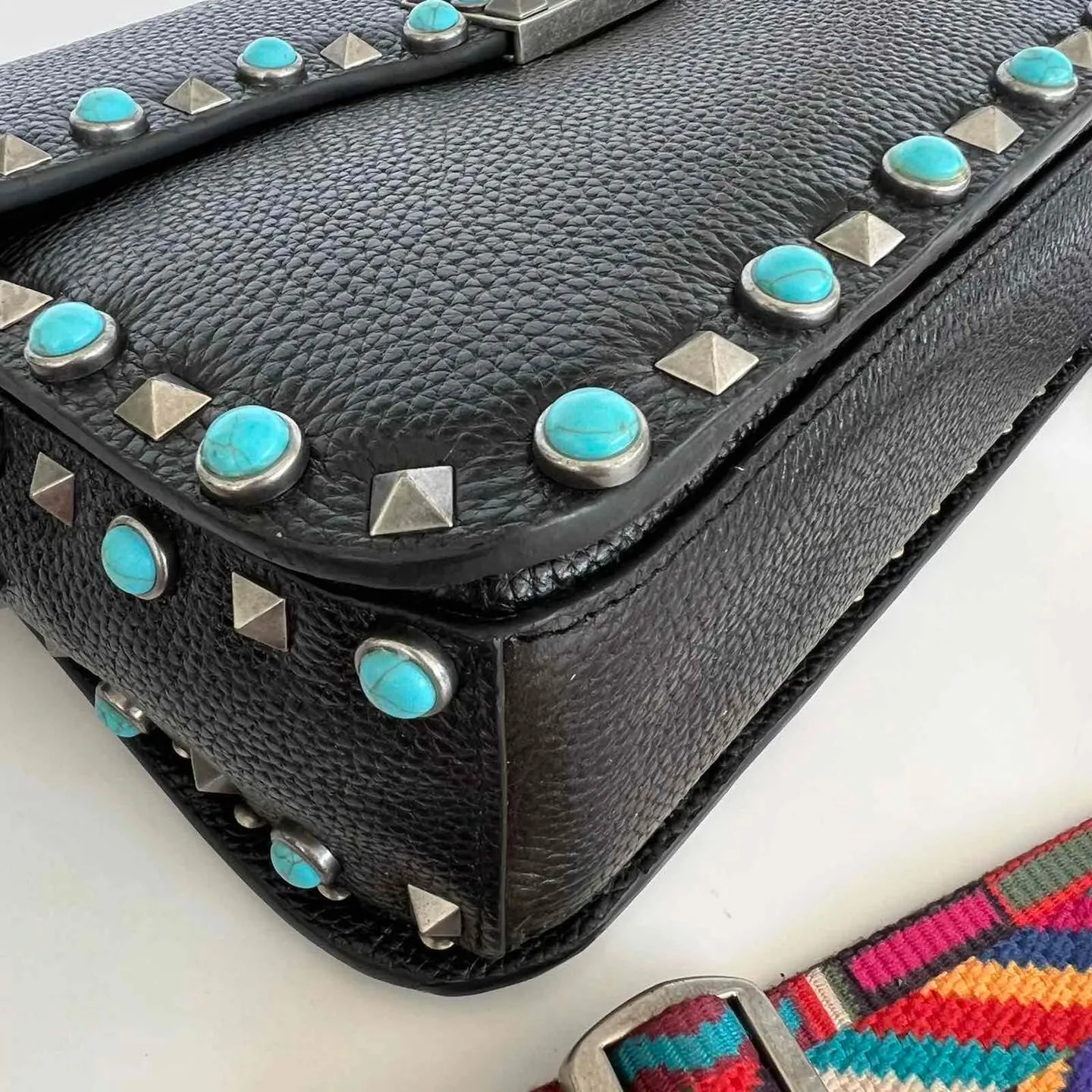 Guitar Rolling Rockstud Shoulder Bag