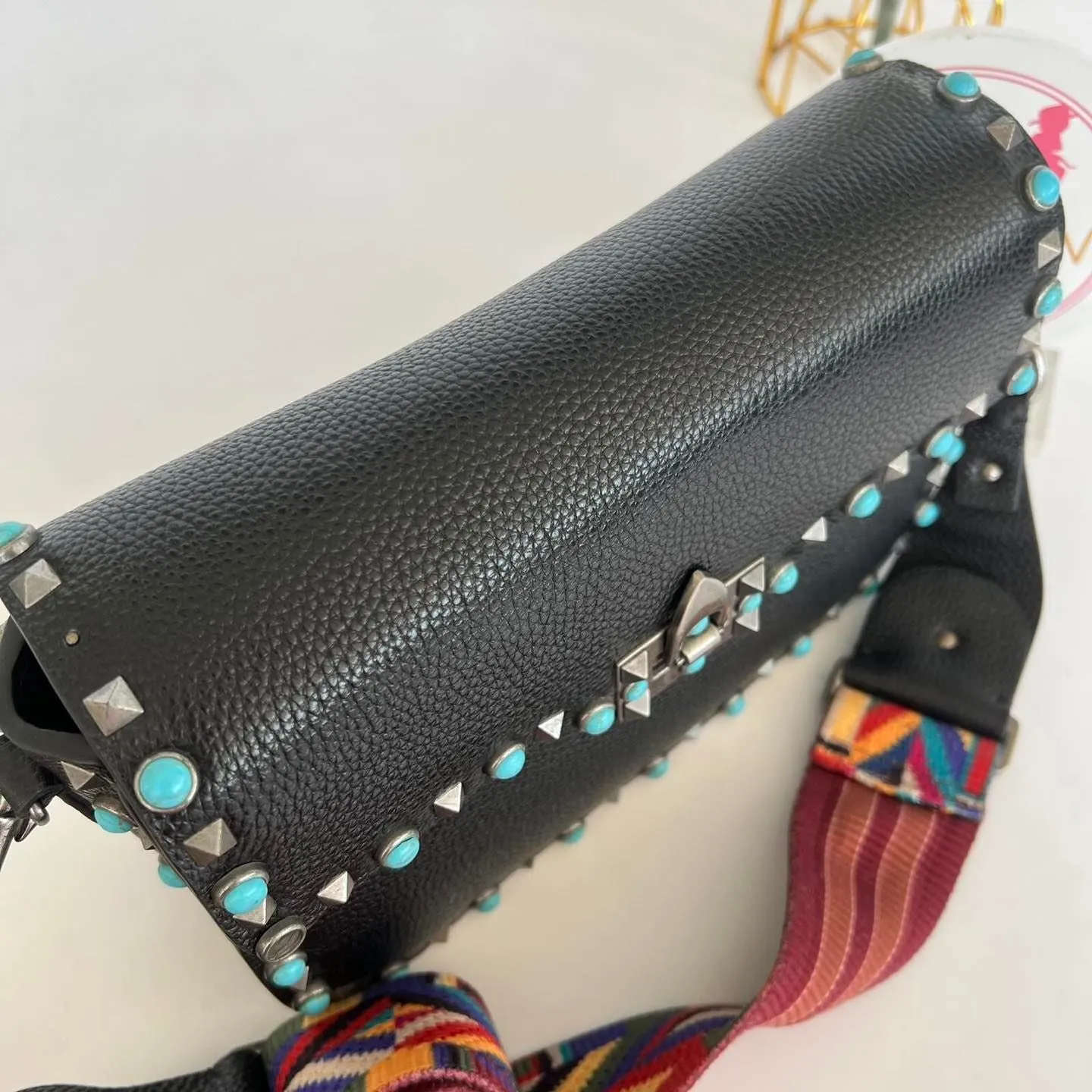 Guitar Rolling Rockstud Shoulder Bag