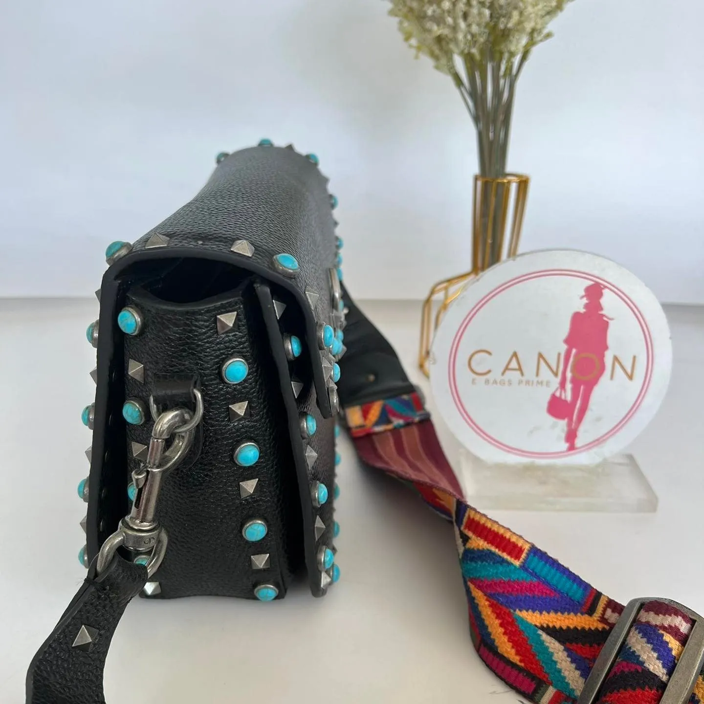 Guitar Rolling Rockstud Shoulder Bag