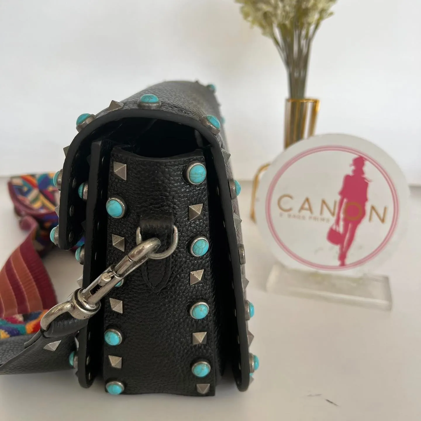 Guitar Rolling Rockstud Shoulder Bag