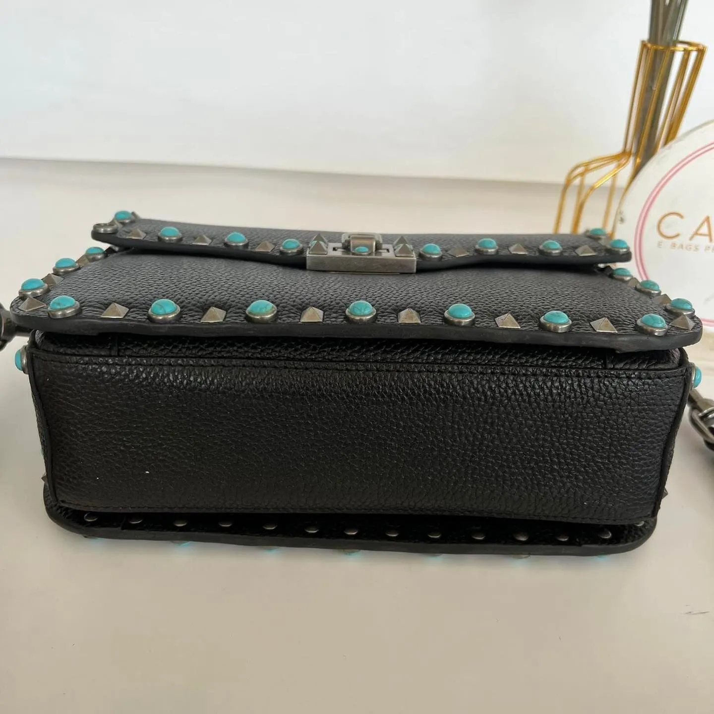 Guitar Rolling Rockstud Shoulder Bag