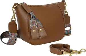 HESHE Leather Crossbody Bags for Women Soft Hobo Purses Stylish Satchel Bags Boho Shoulder Handbags with Wide Strap