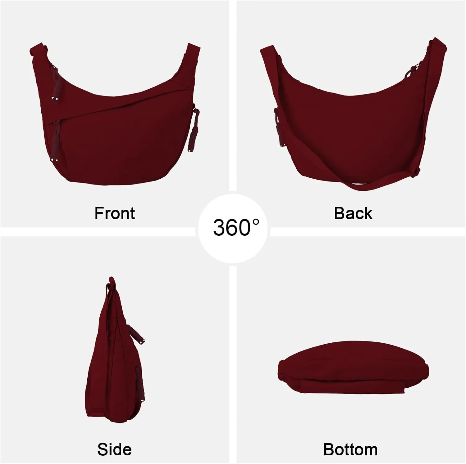Hobo Bag for Women Men Crescent Crossbody Bag Small Shoulder Nylon Dumpling Bag with Adjustable Strap