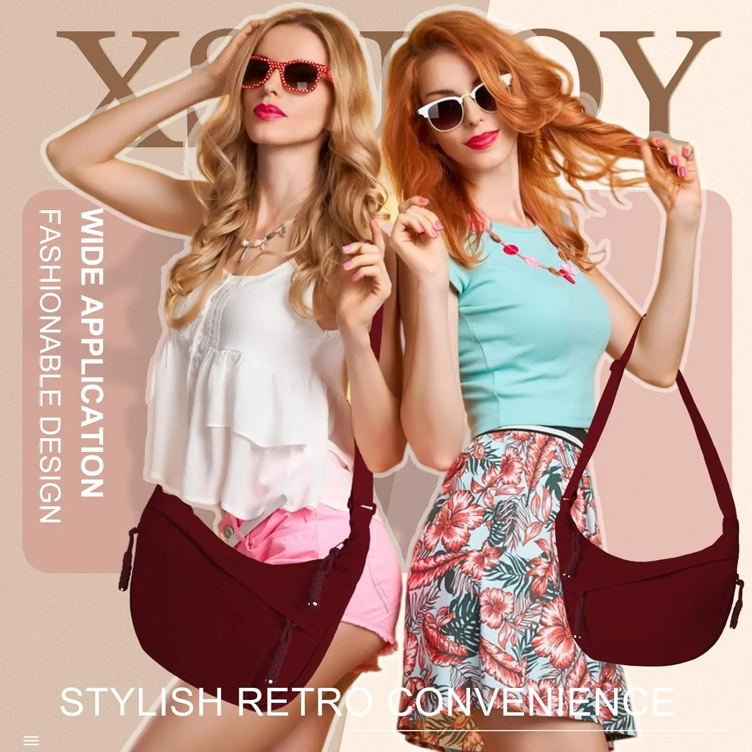 Hobo Bag for Women Men Crescent Crossbody Bag Small Shoulder Nylon Dumpling Bag with Adjustable Strap
