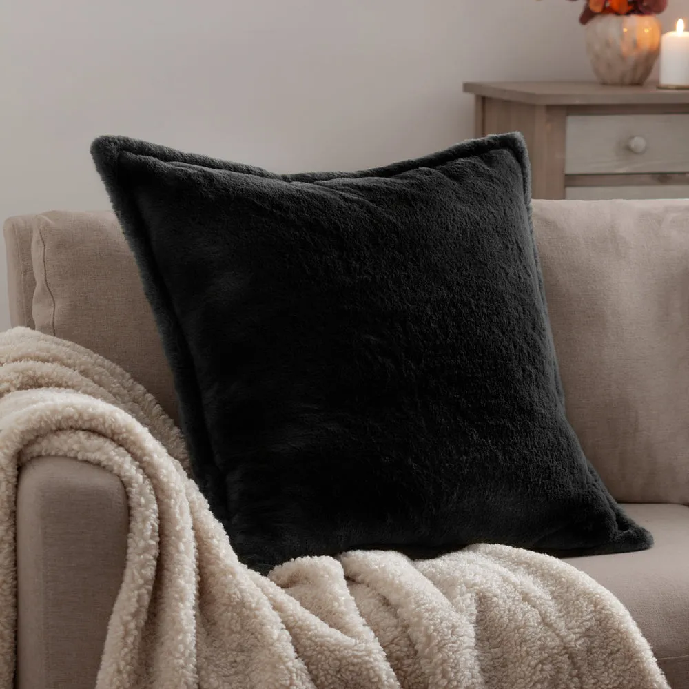 Kallu Faux Fur Cushion Black