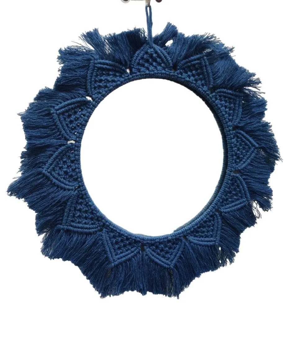Knotting Knots Handcrafted Macramé Mandala Mirror - Boho Décor Accent Piece (with Mirror)