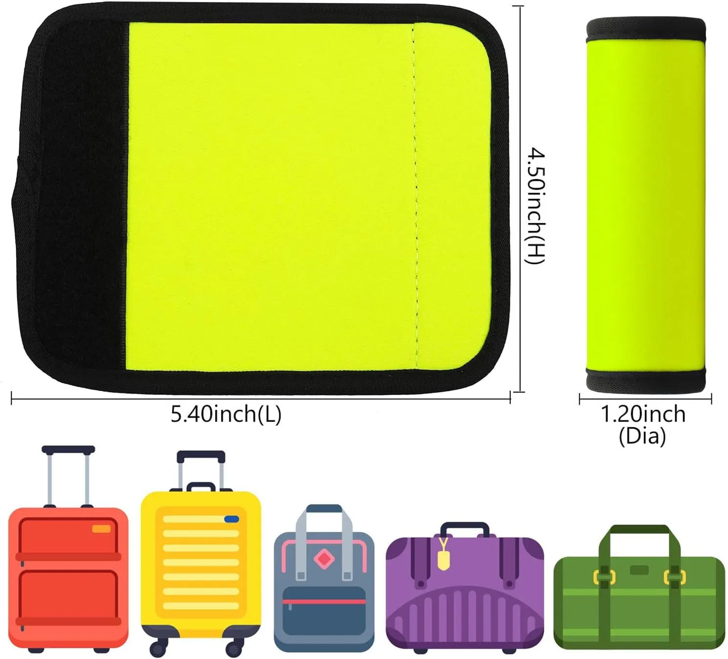 Luggage Handle Wrap 6 Pack-Neoprene Luggage Handle Wraps for Suitcase/Beach Bag/Backpacks Bright Suitcase Identifiers Travel Accessories for Airplane (Neon Yellow)