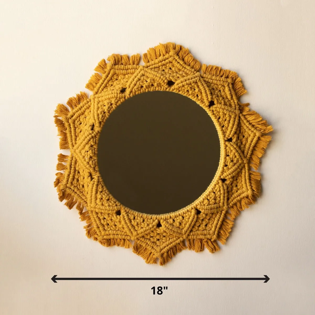 Macrame Mirror - Mustard Yellow Color