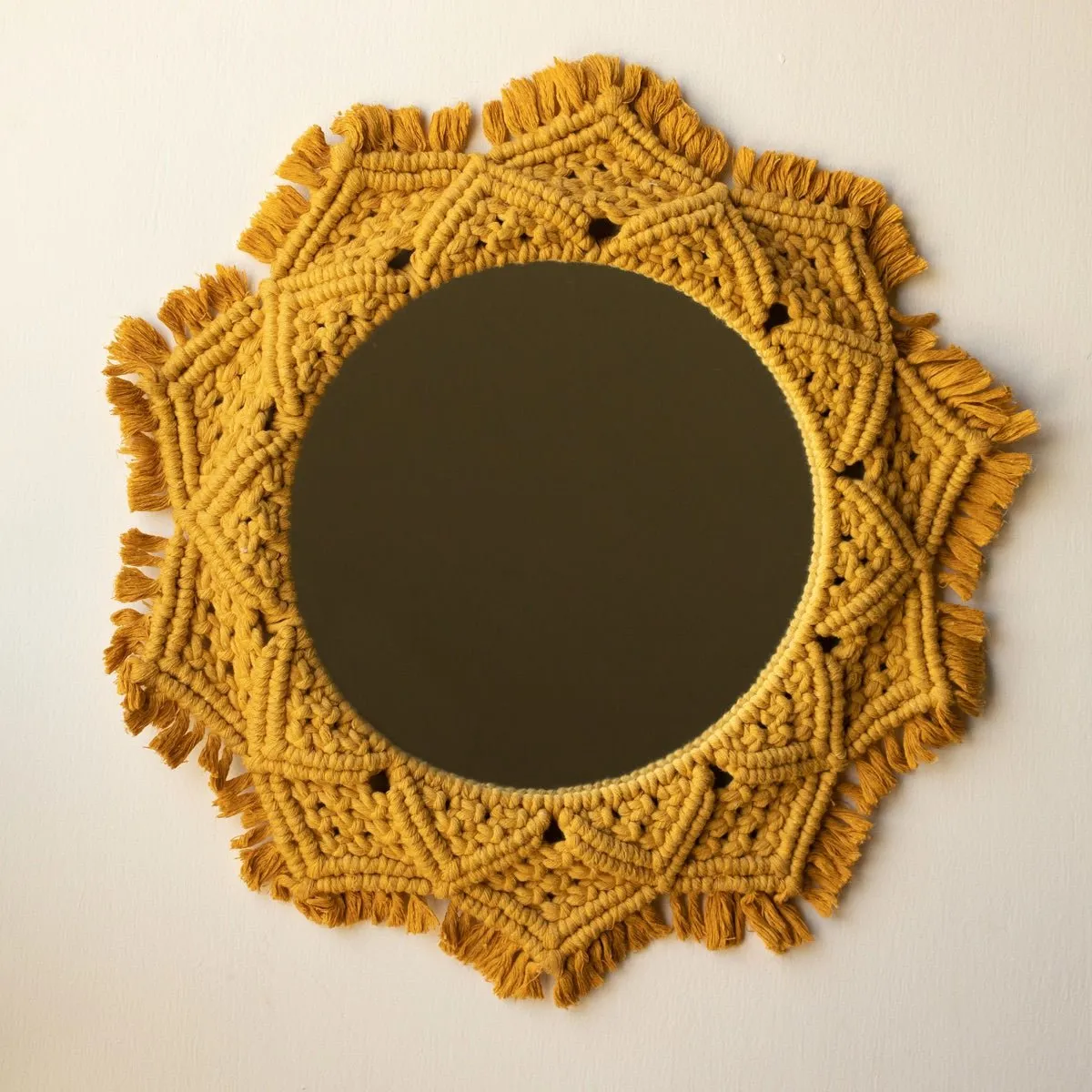 Macrame Mirror - Mustard Yellow Color