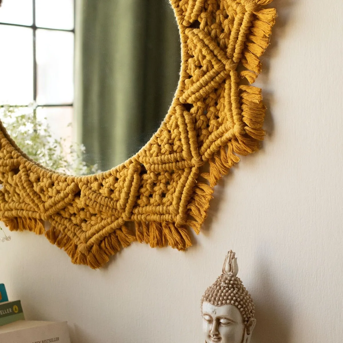 Macrame Mirror - Mustard Yellow Color