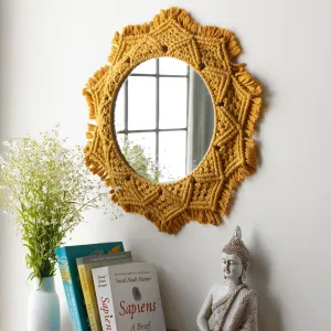 Macrame Mirror - Mustard Yellow Color