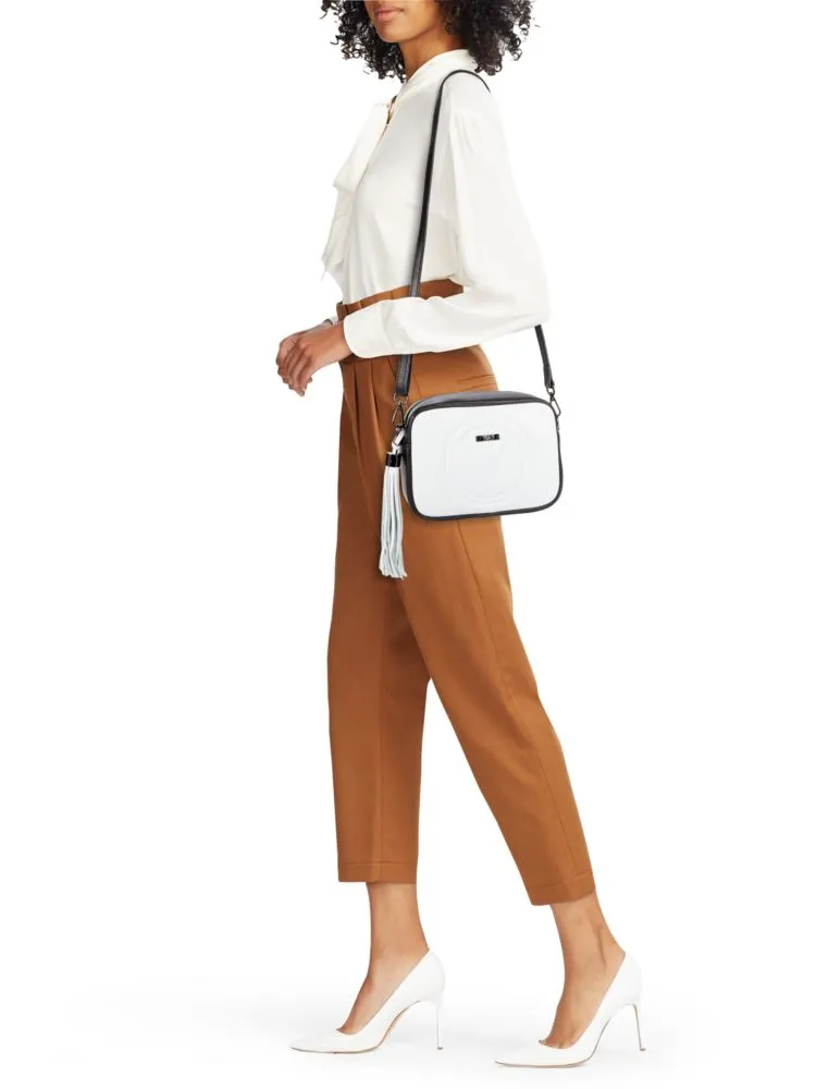 Mia Mario Valentino Leather Reversible Crossbody Bag, Black White