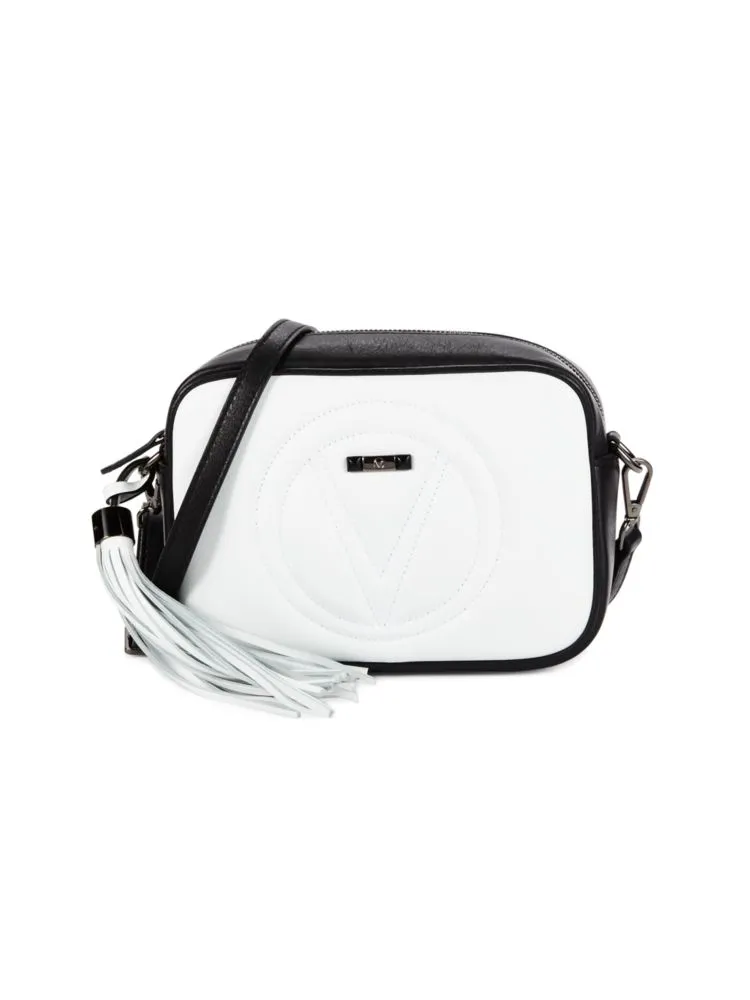 Mia Mario Valentino Leather Reversible Crossbody Bag, Black White
