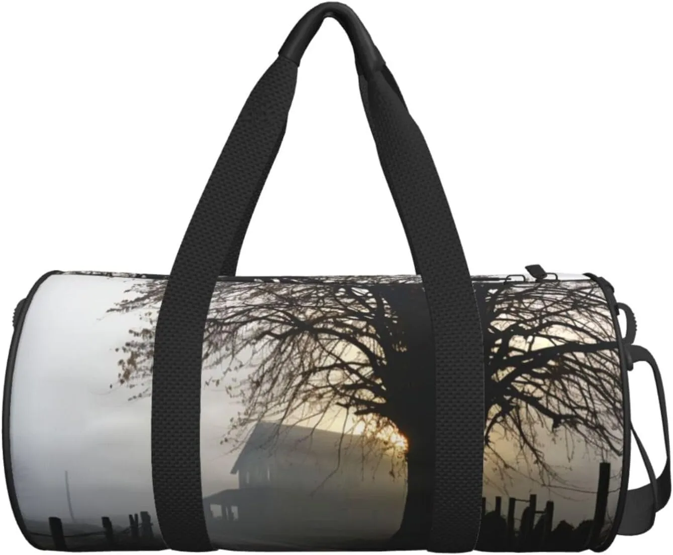 Misty Farmhouse Travel Duffle Bag for Men Women Sport Gym Bag Foldable Weekender Bag Carry on Overnight Bag for Travel Swimming Basketball