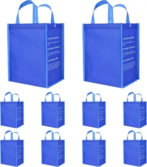 Out of the Woods Large Shopper Tote Bags (10-Pack), Reusable Grocery Bags, Sustainable and Eco Friendly