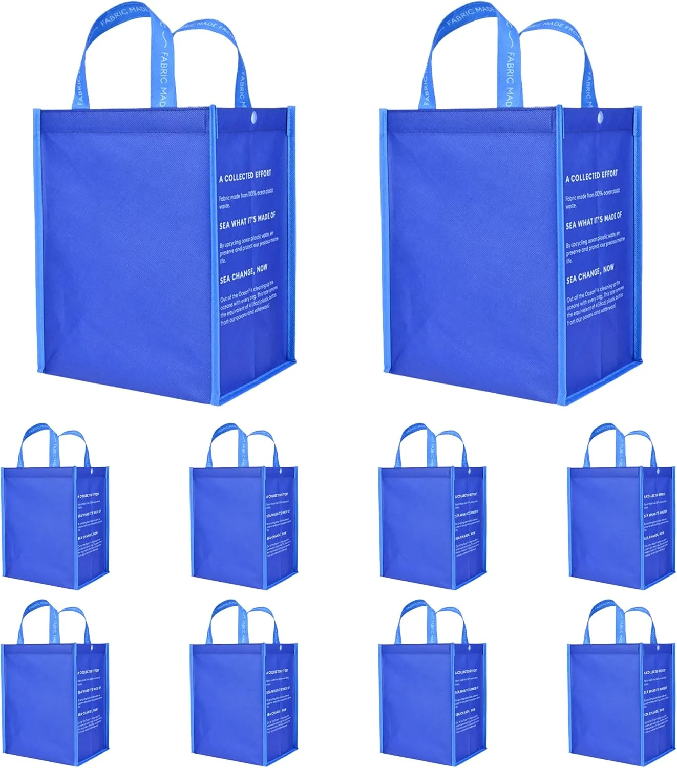 Out of the Woods Large Shopper Tote Bags (10-Pack), Reusable Grocery Bags, Sustainable and Eco Friendly