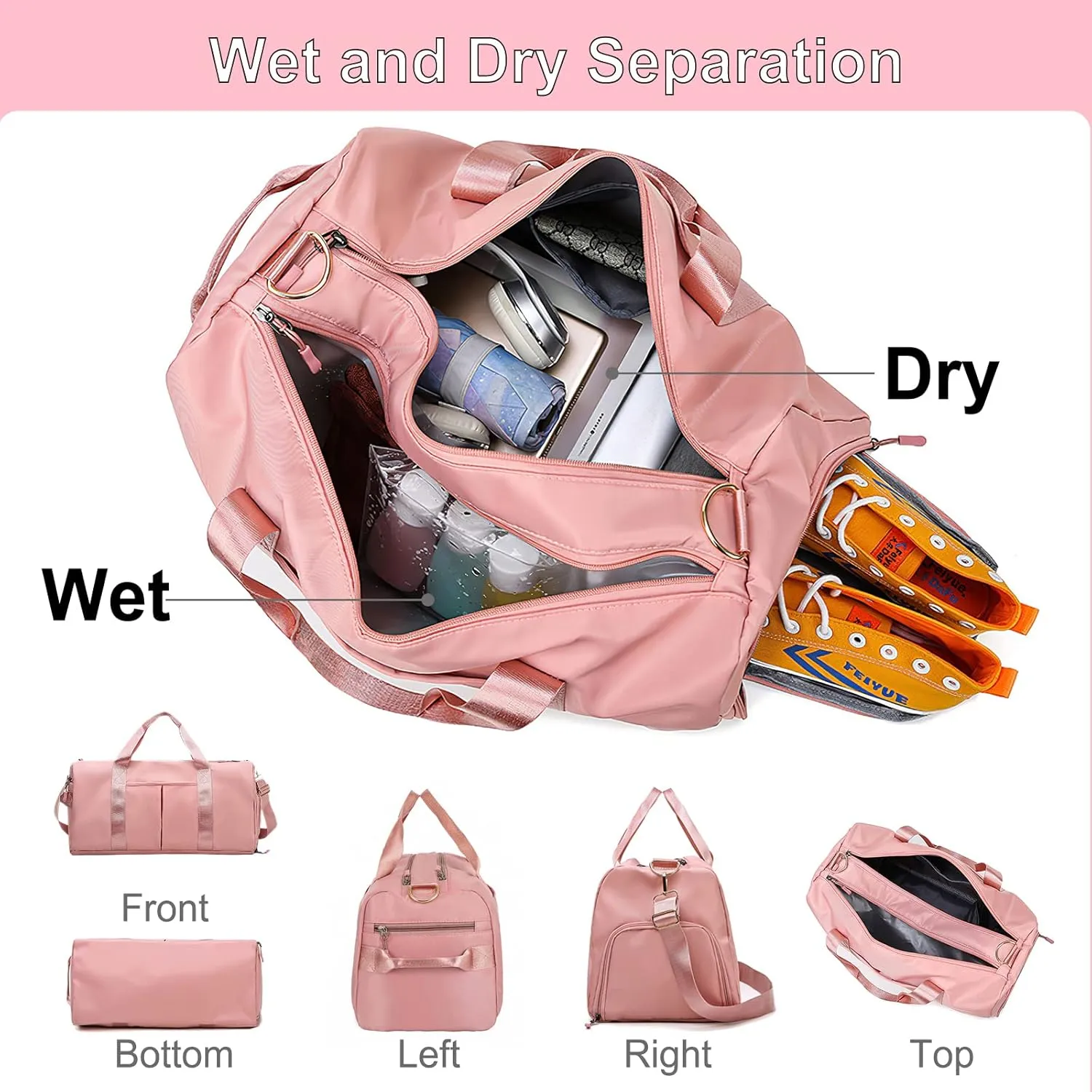 Personalized Initial Duffle Bag Custom Weekender Overnight Bags with Embroidery Name Sports Gym Travel Bags with Wet Dry Pockets Bridal Gift for Women BridesmaidPurple