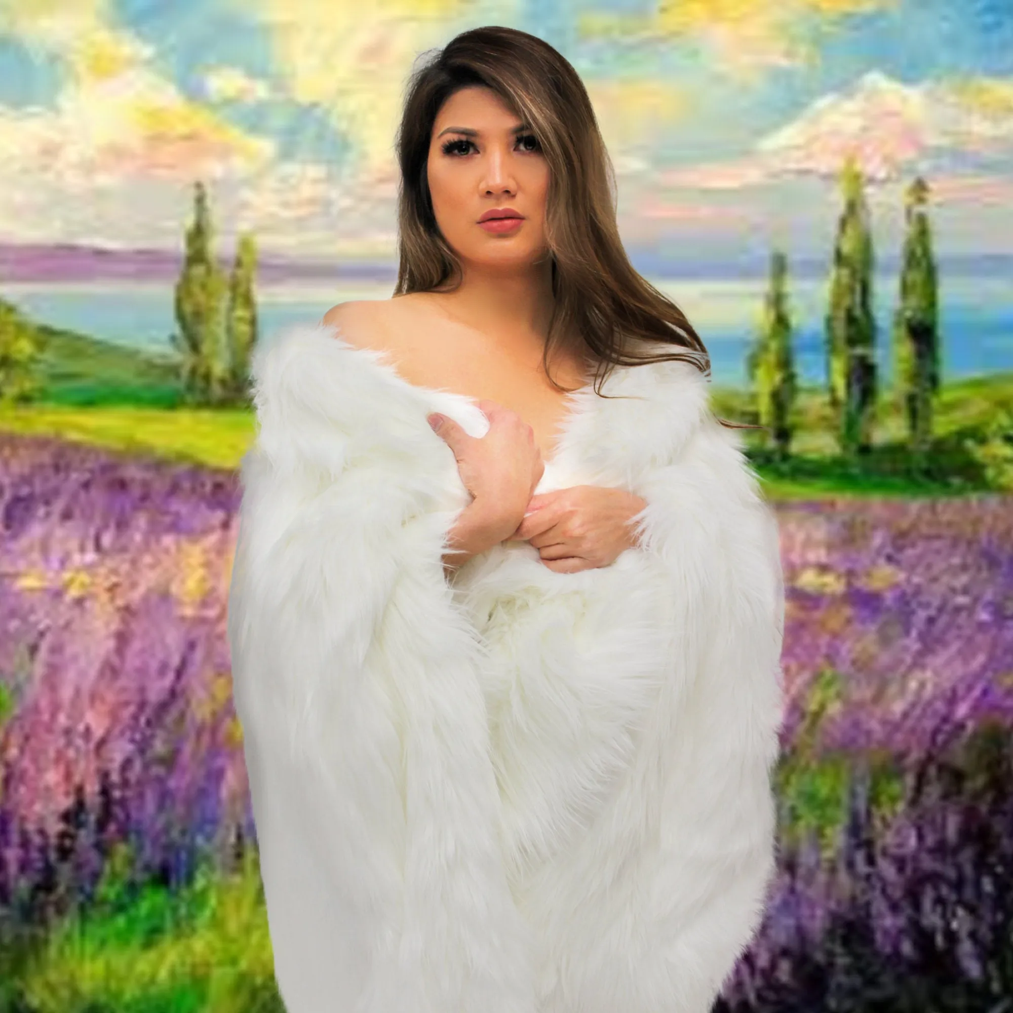 Plush  Faux Fur Throw Blanket, Bedspread, Soft, Pure White Shag, Luxury Fur - Minky Cuddle Fur Lining Fur Accents USA
