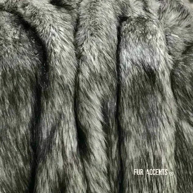 Plush  Faux Fur Throw Blanket, Soft Gray Tipped Wolf Throw Blanket Bedspread - Luxury Fur - Minky Cuddle Fur Lining Fur Accents USA